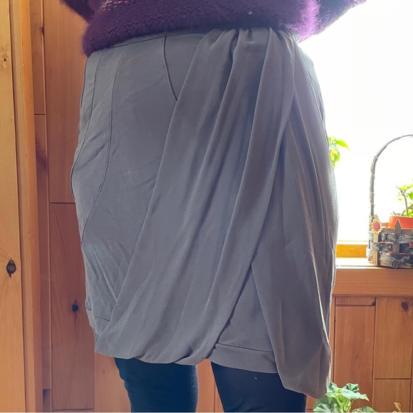 Diesel Layered Draped Grey Mini Skirt - Size 27 - Picture 8 of 16